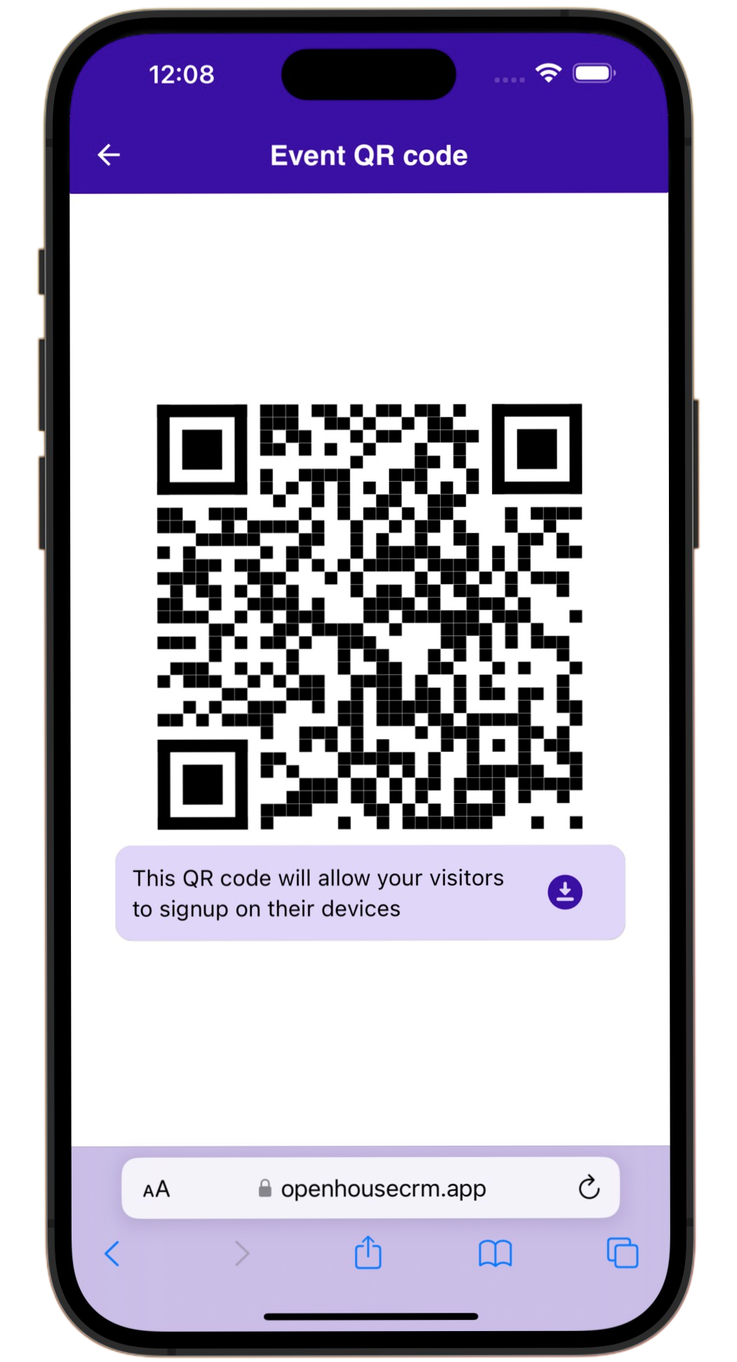 QR code screen