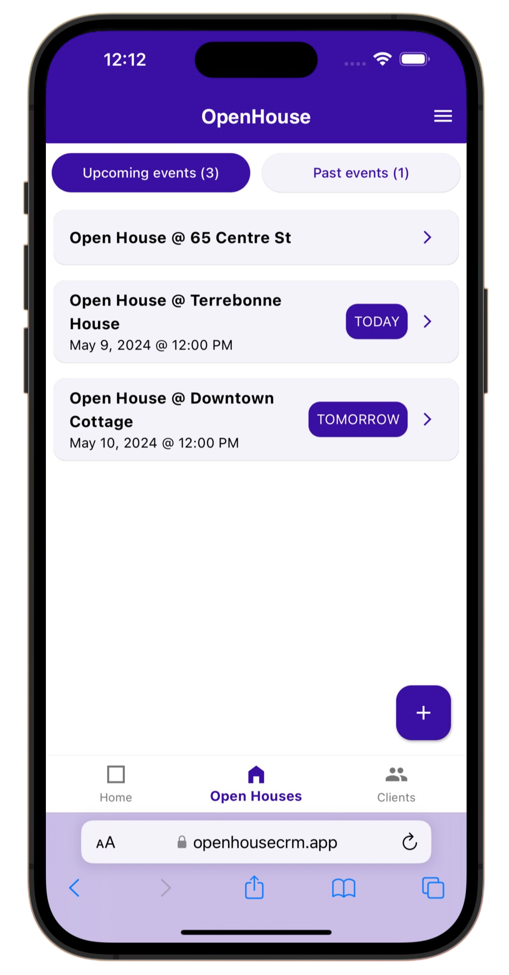 Open houses screen